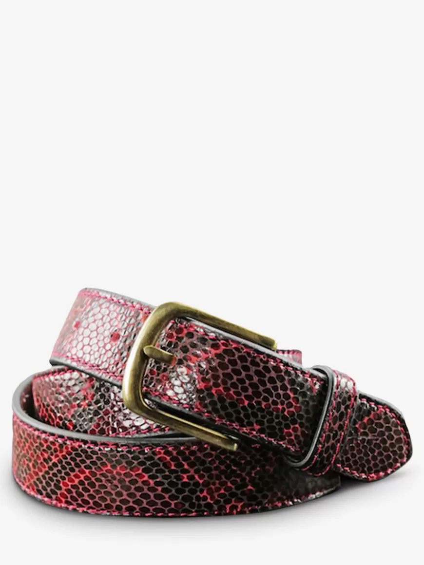 LaCeinture à Boucle Python - Rouge Grenat | PAUL MARIUS Discount