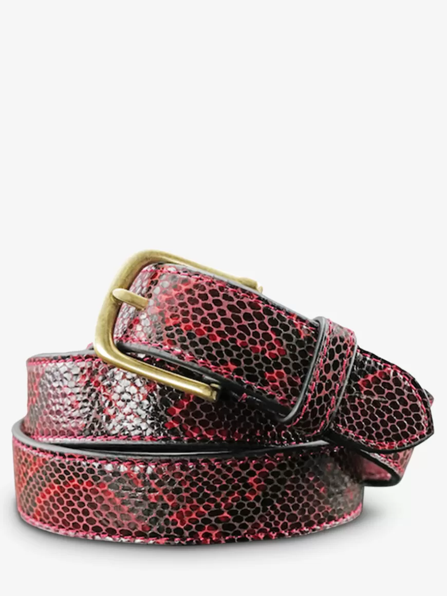 LaCeinture à Boucle Python - Rouge Grenat | PAUL MARIUS Discount